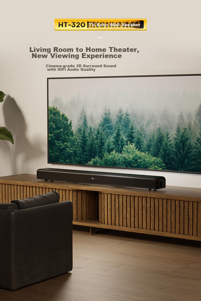 F&D Soundbar Bluetooth Speaker, PS5 Gaming Speaker, TV Speaker, Projector Speaker, Bar Speaker, Home Living Room Theater 3D Surround Sound HT-320 1