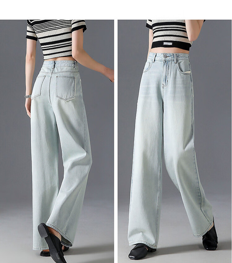 Dme [Juzhengrouwuzhao] Summer Street Style Influencer Fashion Straight-Leg Pants with Patchwork Pockets Cotton Denim Trousers for Wome 11