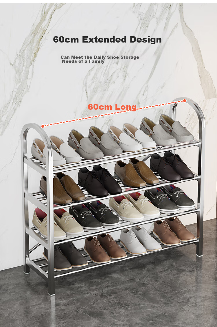 QIAONAMEI Stainless Steel Shoe Rack, Simple Home Entryway Dormitory Indoor Multi-Layer Storage Shoe Rack QNM1107-SR(A) 8
