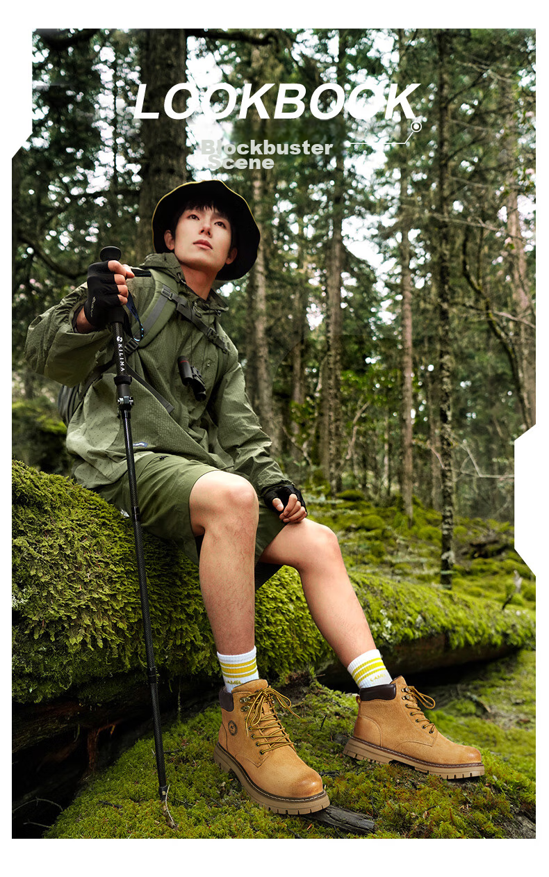 CAMEL Wang Junkai's Matching High-Top Outdoor Work Boots for Men, G15W136025, Desert Yellow, Size 43 14