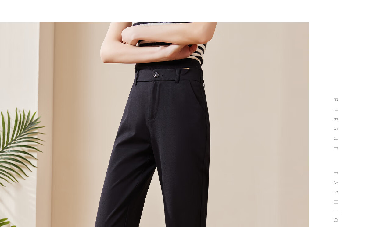 Chushen Women's High-Waisted Straight-Leg Stretch Pants, Casual Nine-Tenths Formal Trousers S131K2164, Size XL 17