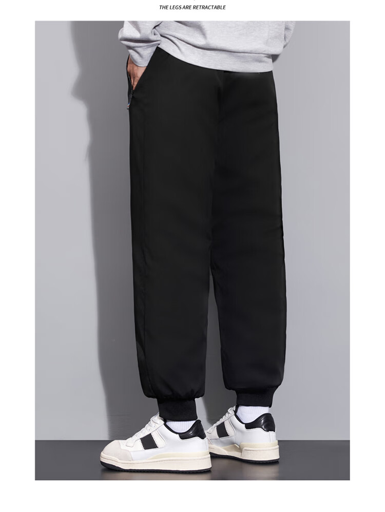 TUCANO Men's Cotton Pants Lamb Wool Fleece Thickened Graphene Warm Comfortable Casual Straight Leg Trousers Black 3XL 26