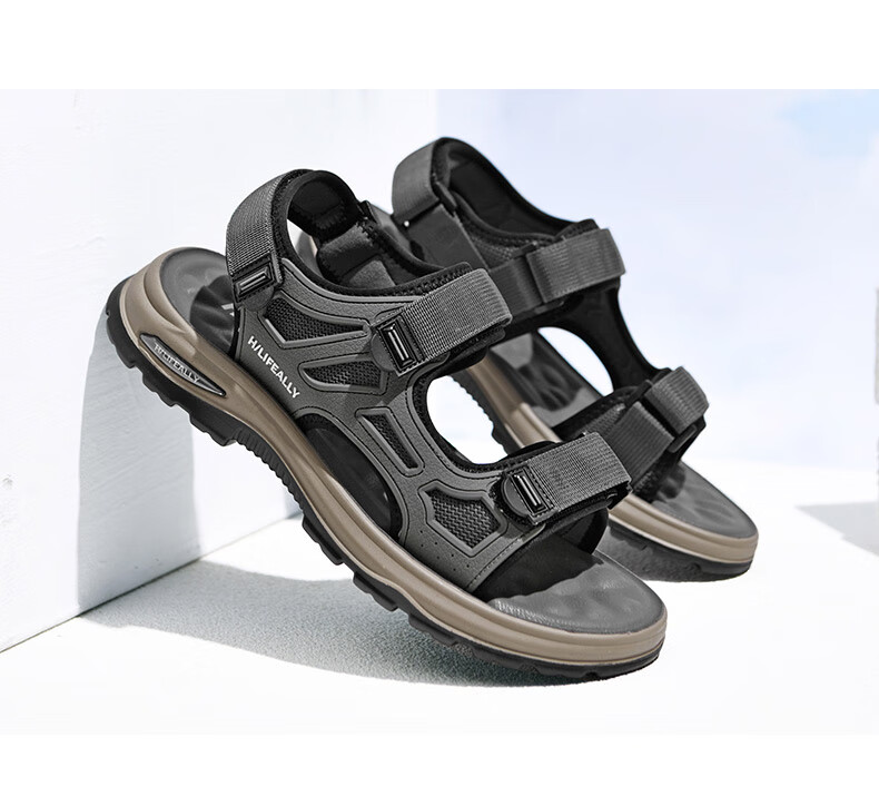 HLA Men's Fashion Casual Sandals Comfortable Beach Shoes HAALXM2DBG088 Black Size 41 12