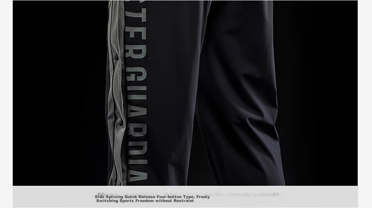 Monster Guardians Men's Athletic Pants, Basketball Button-Up Shorts, Quick-Release Side Buttons, Training Joggers, Black, Size S 22