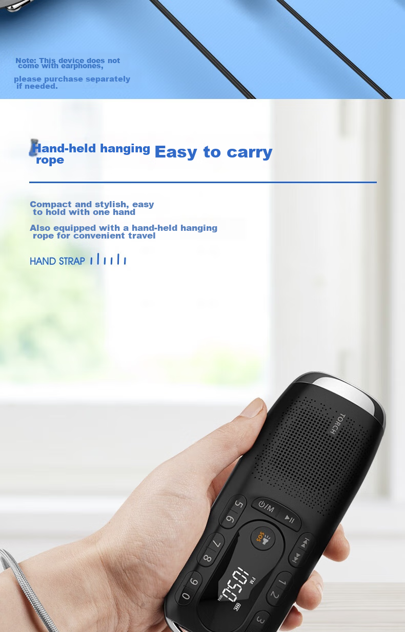 PHILIPS TAR2808 Radio for Elderly, Card-Insertable Speaker, Flashlight Lighting, Portable Rechargeable Outdoor Park Emergency Alarm Lithium Battery Multifunctional Speaker 12