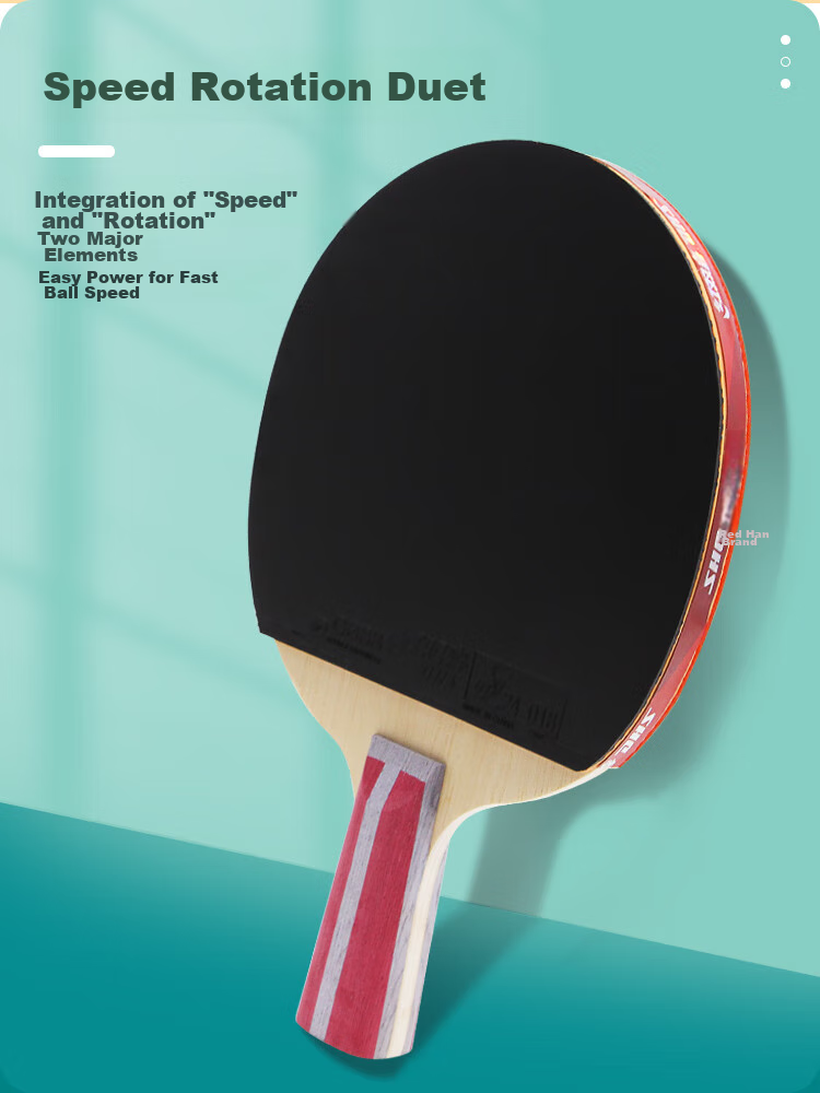 DHS Table Tennis Racket, 4-Star Straight Handle, Single Racket, Kuangbiao 3 Double-Sided Reverse Rubber Fast Attack Type H4006, Includes Table Tennis Balls 3