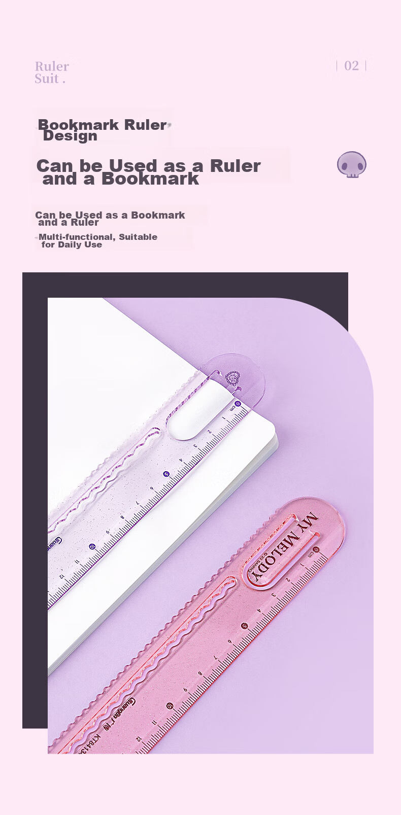 GuangBo Sanrio Collaboration Transparent Triangle Ruler Set, Exam-Specific Student Straight Ruler Drawing Tool, Primary School First Grade Wavy Ruler, Random Color KT84134 4