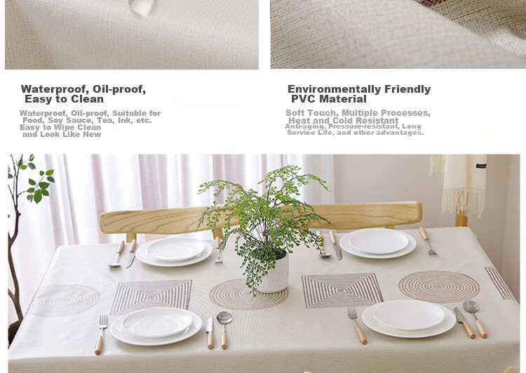 MOON TIME Tablecloth, Fabric Waterproof And Oil-Resistant, Washable Dining Table Cover, Rectangular Table Mat, PVC Table Pad, 140*180cm 9