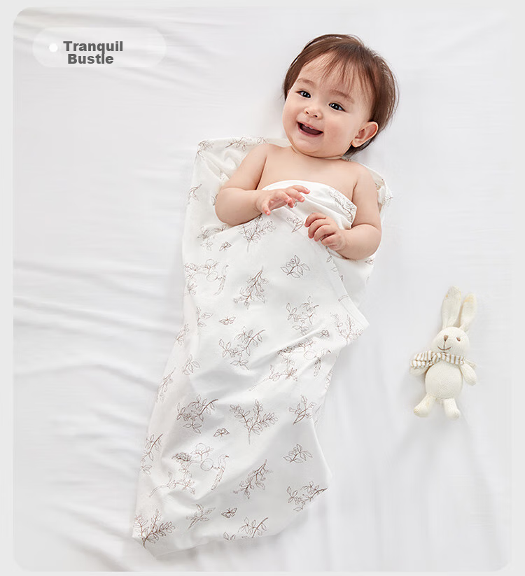 PurCotton Baby Swaddle, Antibacterial Knitted Blanket, Pure Cotton Newborn Wrap, Air Conditioning Cover, Fairy Tale Tree House Design, 90×90cm 18