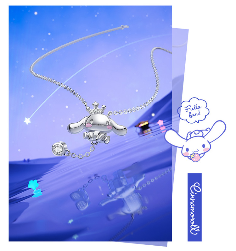 Chaosehui Sanrio Cinnamoroll Pure Silver Necklace, Birthday Gift for Women, High-End Niche Luxury Gift Box 3031 4