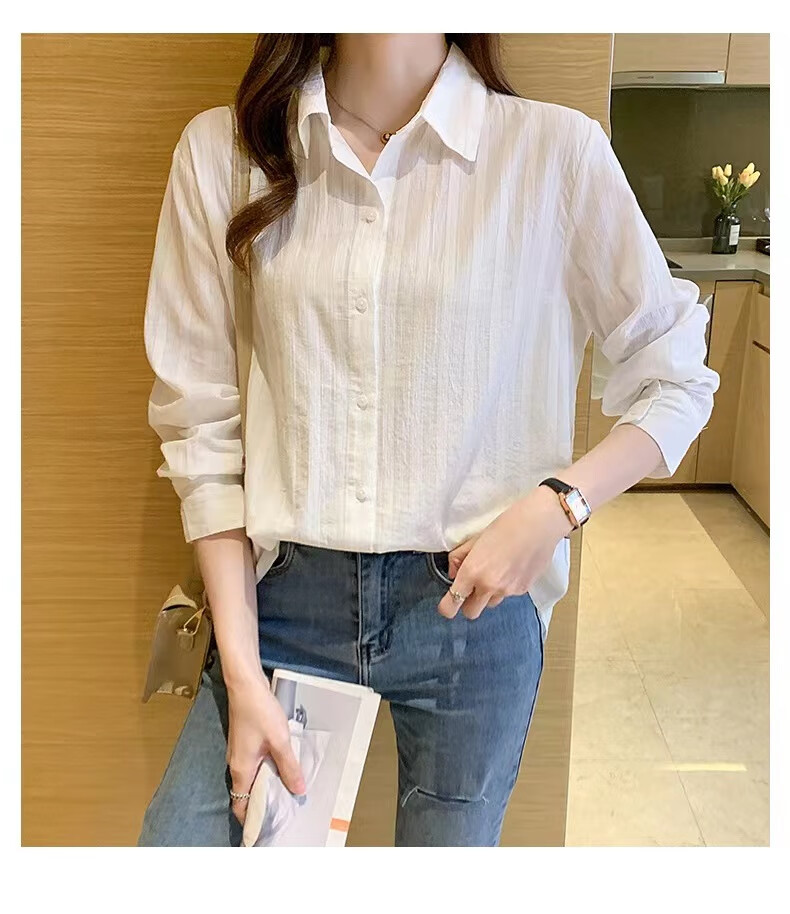 AOTUN Cotton Shirt for Women, Long Sleeve, Spring And Autumn Style, Casual Inner Wear Top AT3058, Picture Color, XL 12
