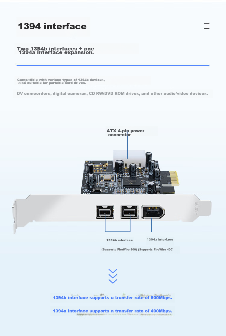 EB-LINK PCI-E to 1394 Capture Card, High-Definition Camera DV Video 1394A Adapter Card 4