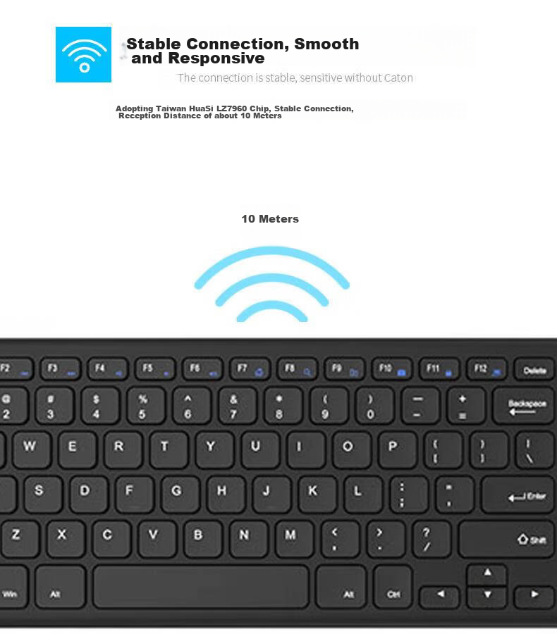 B.O.W Hangshi HW156C Wireless Keyboard, Chocolate Keys, Ultra-Thin Portable Silent Keyboard with 96 Keys, Compatible with Laptops And Desktops, Office Keyboard, Black 1