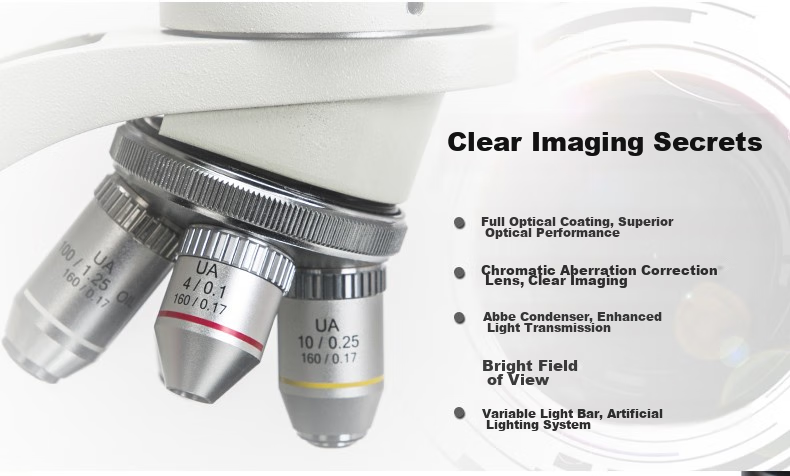 Phenix PH50-3A43L Three-Lens Biological Microscope, Professional Teaching And Experimental, High Magnification, High Definition, for Health Care And Livestock Breeding 3