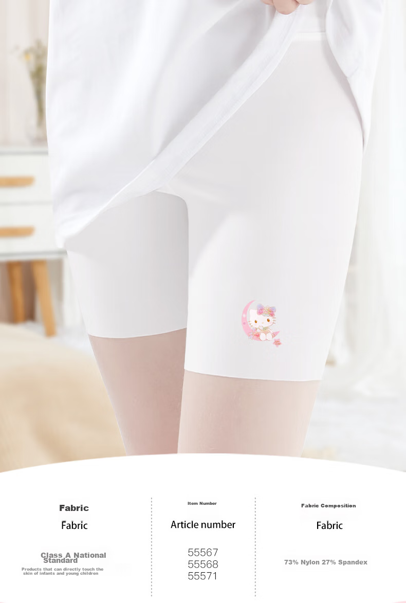 Hello Kitty Girls' Leggings, Children's Safety Shorts, Big Kids' Seamless Breathable Shorts, Shark Pants, 55568 Pink, Size 150 1