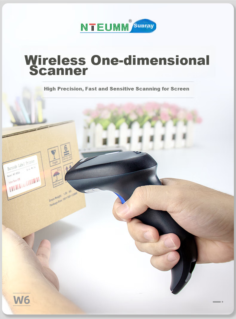 NTEUMM Wireless 1D Barcode Scanner for Warehouse, Express Delivery, Product Barcode, Screen Payment Code Scanner, Supermarket Cashier Barcode Scanner W6 1
