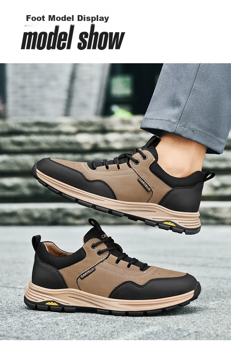 CARTELO Genuine Leather Men's Shoes, Business Casual Sports New Style, Autumn And Winter Soft Thick Sole Versatile Commuter Dad Shoes, Black Slip-O 35