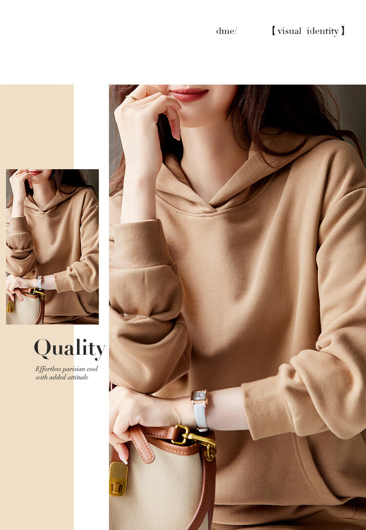 Dme [Hooded Commuter] Winter Fashion Fleece-Lined Drop Shoulder Long Sleeve Pocket Commuter Sweatshirt for Women, Linen Gray, M 40