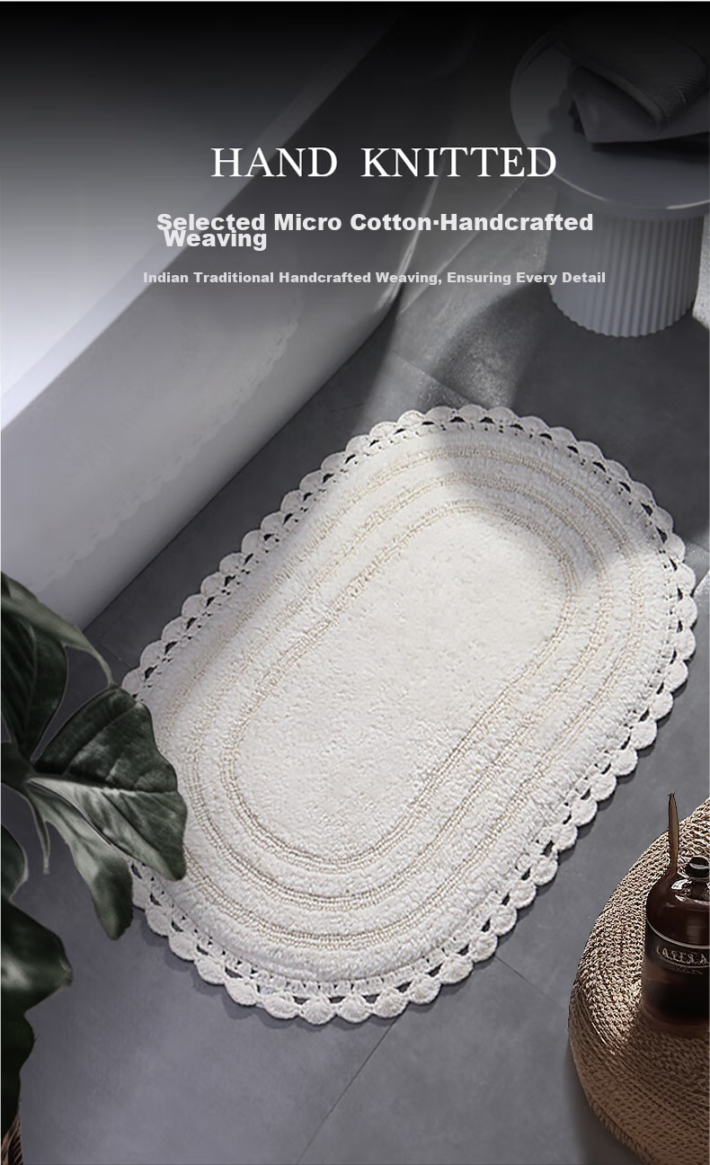 Amarelle Elegant Orchid Pure Cotton Non-Slip Floor Mat Bathroom Foot Mat Mat08 Light Gray (50*80cm) 3