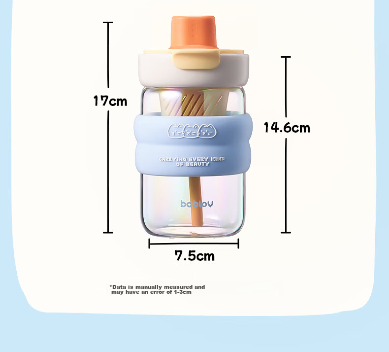 BABLOV Children's Straw Cup, Glass Water Bottle, Portable, Heat-Resistant, Student Tea Compartment Separable Cup, Anti-Scalding Cup Cover, 500ml 26