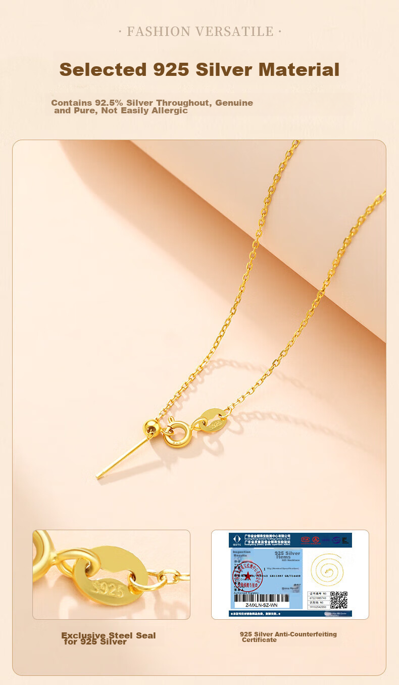 GLTEN Women's Plain Gold And Silver Chain Necklace, Versatile Pendant, Everyday Accessory, Gift for Girls 3