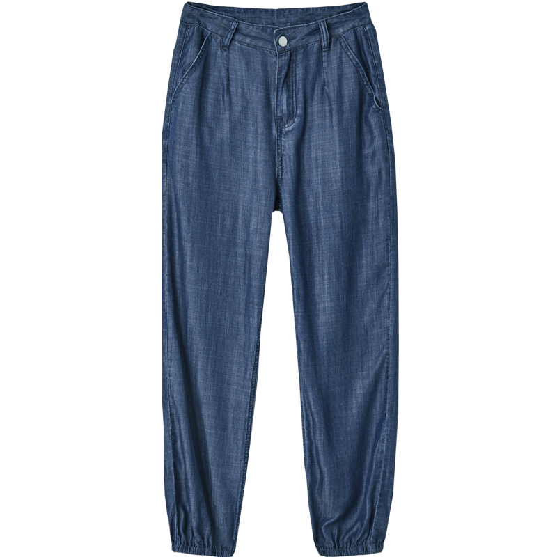 Dme [100% Regenerated Cellulose Fiber Denim], Summer Mid-Rise Tapered Pants, Lightweight Denim Trousers for Wome