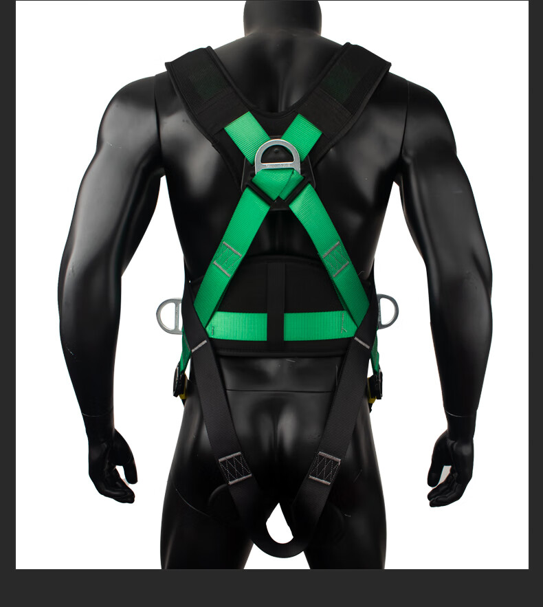 Shandouao Five-Point Safety Harness AD9046 Quick-Connect Fall Protection with Two Large Hooks, 1.8 Meters + Shock Absorber Pack + Belt 19