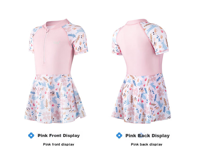 361° Children's Swimsuit, Girls' Summer Cute One-Piece Dress-Style Boyshort Swimwear, for Older Children, Swimming Equipment 6