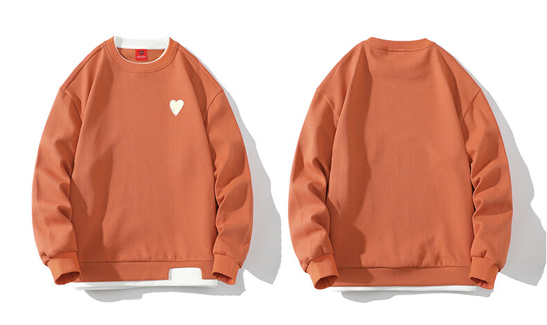 Chaersitaoxin Crew Neck Sweatshirt, Unisex Couple Matching Style, Long Sleeve, Solid Color, Simple Loose Fit, Faux Two-Piece Knit Top, Black, L 21