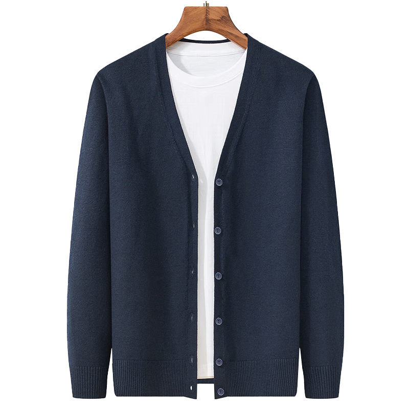 ROMON Men's Knitted Cardigan Sweater Autumn Winter Casual Versatile Warm Jacket XR333 Black M 1