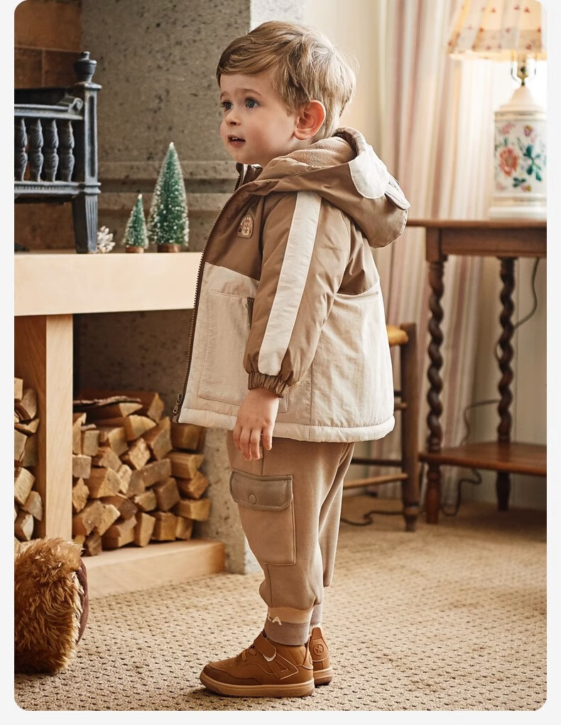 DAVE & BELLA Kids Waterproof Warm Cotton Padded Winter Jacket for Boys and Girls Thickened Baby Cotton Coat 5