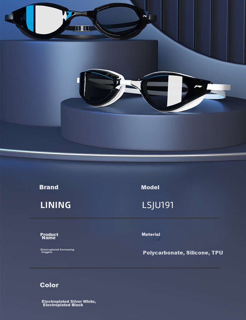Li-Ning Swimming Goggles for Men And Women, Adult Professional Racing Swim Glasses with Electroplated Coating, Anti-Fog, Waterproof, HD Diving Equipment 241-1 10