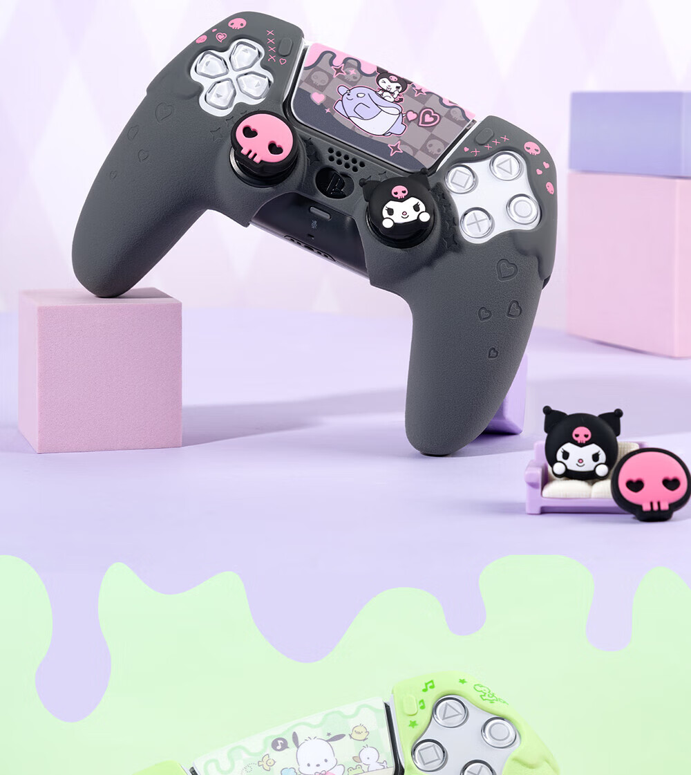 Jixiang PS5 Big Ear Dog Controller Cover, Silicone Case, Matching Joystick Cap, Button Cover, Full Protection against Drops And Dust, Game Peripheral, Sanrio Collaboratio 6