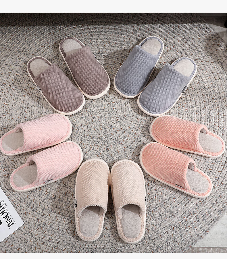 GUOLUOFEI Spring And Autumn Cotton Slippers for Men And Women, Indoor Home Slippers, All-Season Cotton Slides, Gray, Size 44-45 8