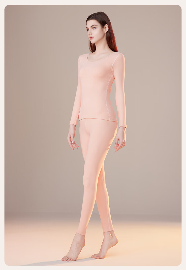 Ordifen Cashmere Thermal Underwear for Women, Autumn Top And Bottom, Lightweight Warmth, Autumn And Winter Couple's Anti-Static Base Layer Set, Pink M 22