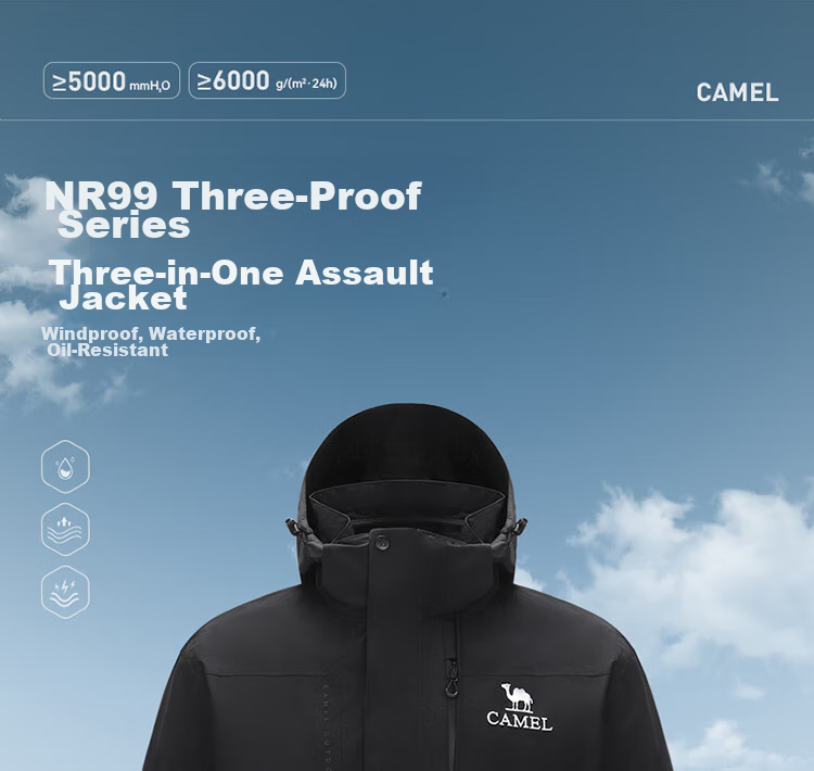 CAMEL Three-In Jacket, Outdoor Triple-Protection Warm Windproof Coat, Mountaineering Clothing NR99 [Island Orange] 1
