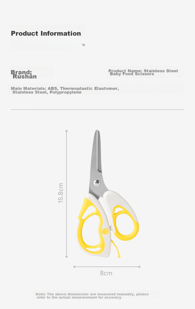 LUSN Stainless Steel Baby Food Scissors, Can Cut Meat, Portable for Takeaway, Infant-Specific Food Grinding Tool Set 8