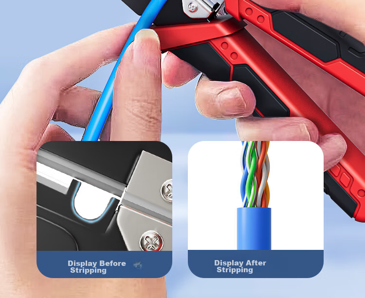 ZLEUE Network Cable Crimper, Wire Stripper And Cutter for Network And Telephone Cables, 4P6P/8P RJ45 Connectors, Multi-Functional Spring Tool for Professional Category 6 Cable Crimping And Termination, W103 6