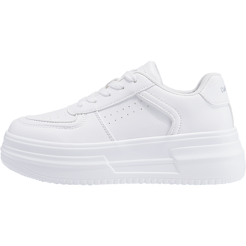 DAPHNE Thick-Soled White Sneakers for Women, 2026 New Popular Style, Casual Sports Shoes, Versatile Board Shoes for Women, White, Size 38