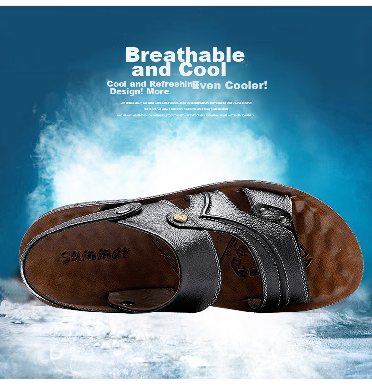 CARTELO Genuine Leather Sandals for Men, Breathable Top-Grain Leather Beach Shoes, Men's Outdoor Dual-Wear Slippers 9252 Brown Size 38 3