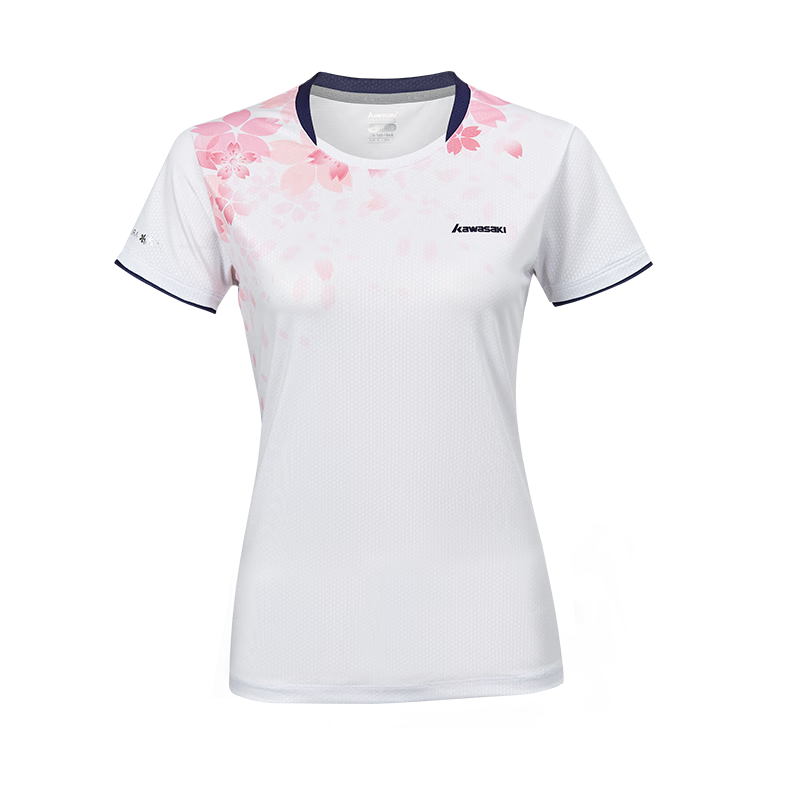 KAWASAKI Badminton Outfit for Women, Quick-Dry T-Shirt Sports Skirt Floral Two-Piece Set A2808 Frost White XL