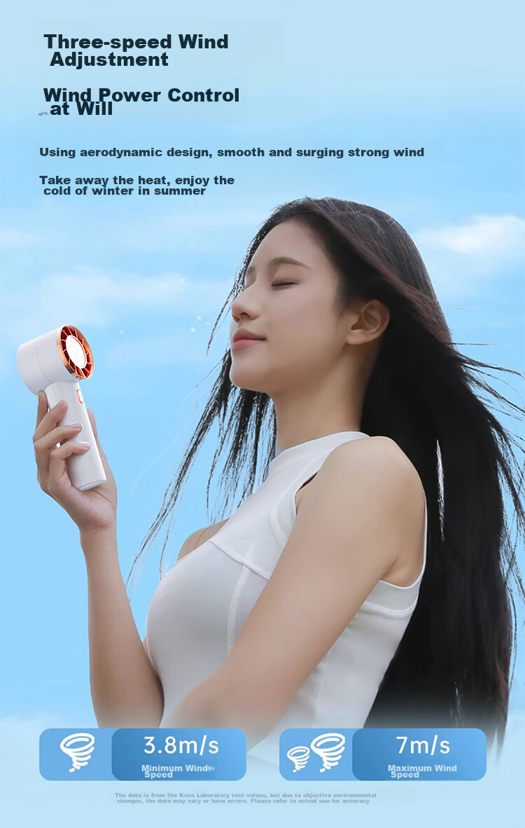 Kewo 10000mAh Large Capacity Handheld Mini Fan Cooling Ice Compress Semiconductor Desktop Neck Hanging Long Battery Life Portable Rechargeable High-Speed Cooling Device for Office Dormitory 5