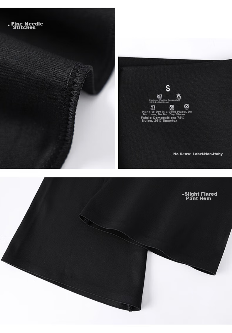 FitonTon Micro-Flared Shark Leggings for Women, High-Waisted Yoga Pants with Tummy Control And Butt-Lifting Effect, Suitable for Autumn And Winter Wear, Black, Size L 12