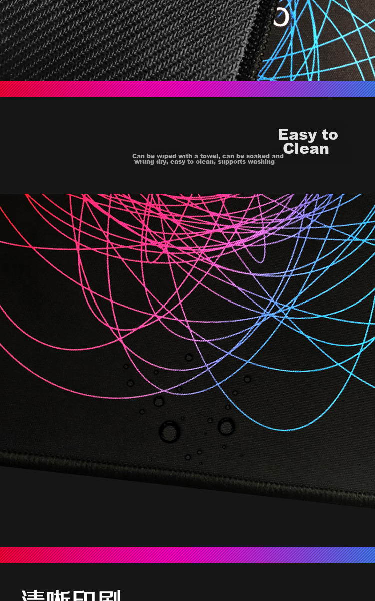 LESAILES Black Gaming Mouse Pad with Lines, Medium Size with Locked Edges, Computer Keyboard Desk Mat, Easy to Clean, 300*250*3mm 4