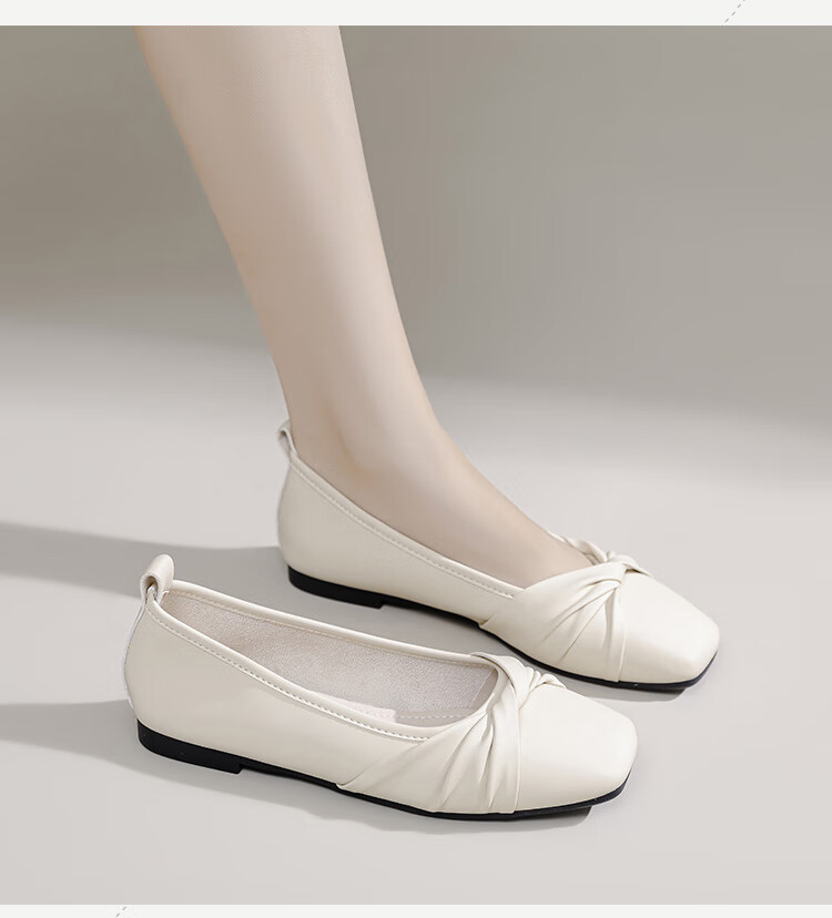 DAPHNE Women's Flats, 2026 New Spring And Autumn French-Style Gentle Evening Shoes, Flat Slip-On White Loafers, Mom Shoes 4