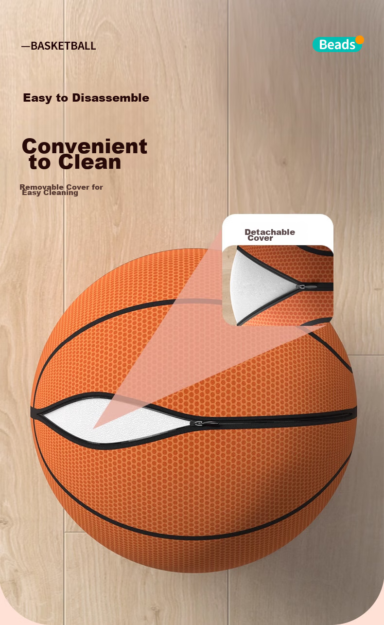 Babamama Silent Basketball Leather Ball Children's Toy for Ages 3-6 Indoor Bounce Ball Size 7 Sports Equipment Gift for Boys 4