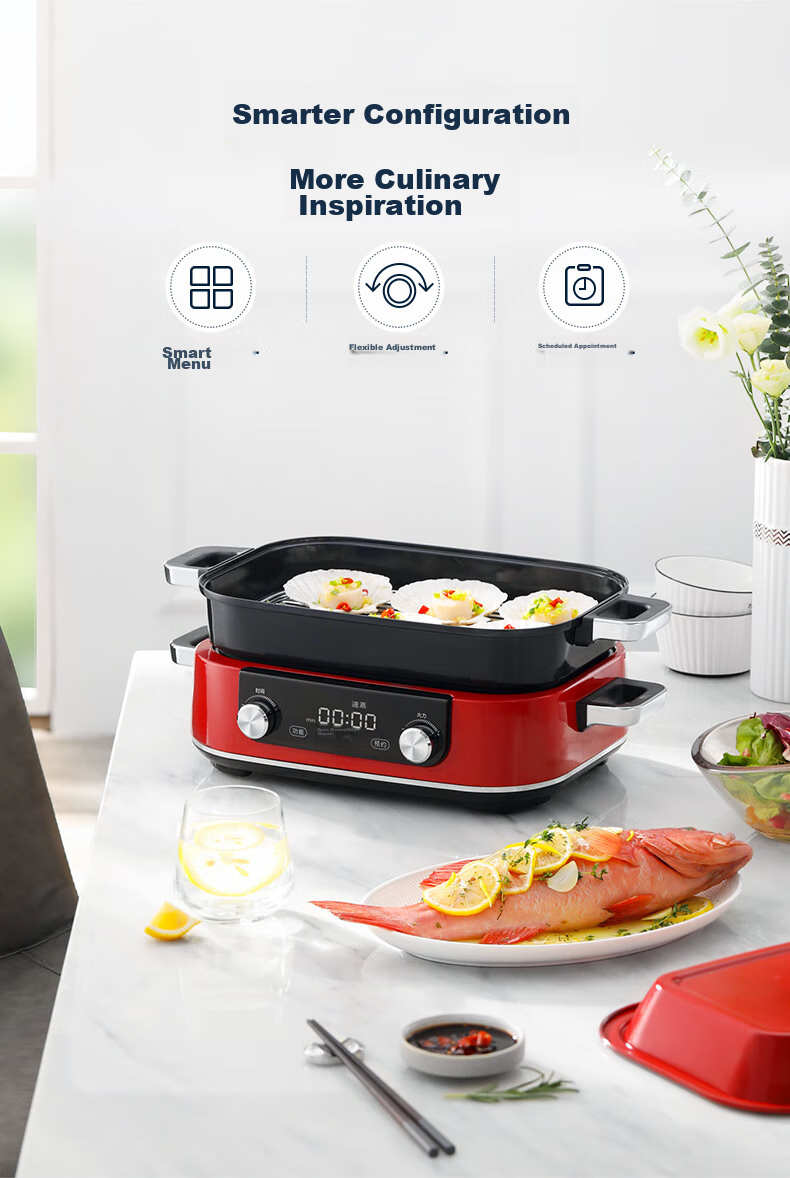 Morphyrichards Second Generation Multifunctional Pot, Household Electric Hot Pot, Electric Cooking Pot, Electric Steamer Pot, Hot Pot, 5L Large Capacity, Detachable, Programmable Steaming And Cooking All-In Non-Stick Frying And Baking Cooker MR9099 White 7