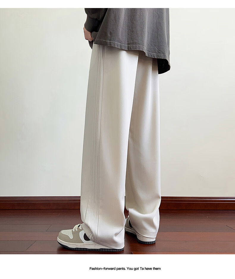 Dingfengbaoluo Casual Pants for Men, Spring And Summer Draping Loose Straight-Leg Trousers, Trendy Wide-Leg Sweatpants DFK28 Black M 3