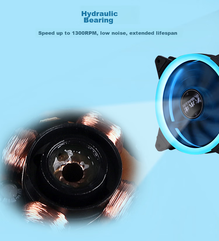 BUBALUS Ice Blue 12CM Case Fan (Cool Blue Light/air Cooling/liquid Bearing/computer Fan/large 4-Pin Daisy Chain) 4