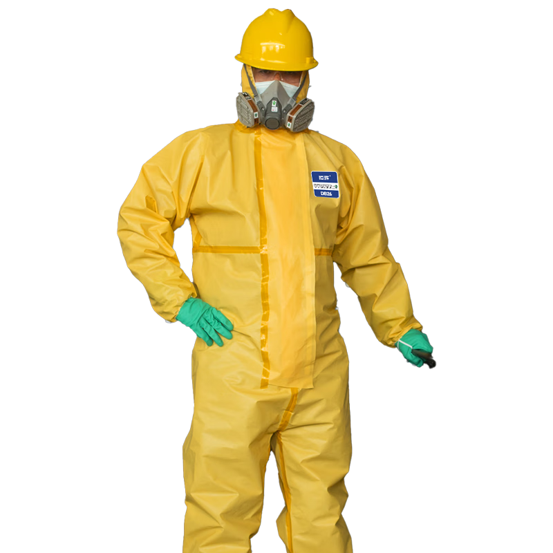 Henghui Liquid Resistant One-Piece Chemical Protective Suit, Laboratory Hooded Body Protection Suit, Chemical Spray Painting Pesticide Spraying Dust-Free Acid And Alkali Resistant Suit DB26-XXL Size